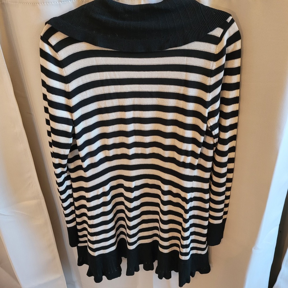 WHBM Women Cardigan Medium Silk Blend Long Stripe Ruffle Romantic 15765x - Picture 2 of 7